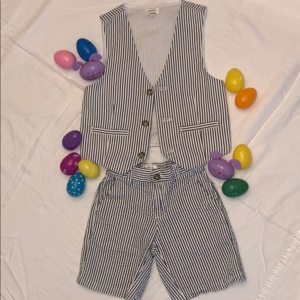 Cutest seersucker shorts and vest
